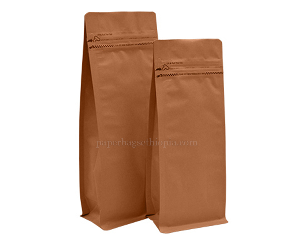 Rightpak Kraft Paper Stand up Pouch With Flat Bottom Side Gusset